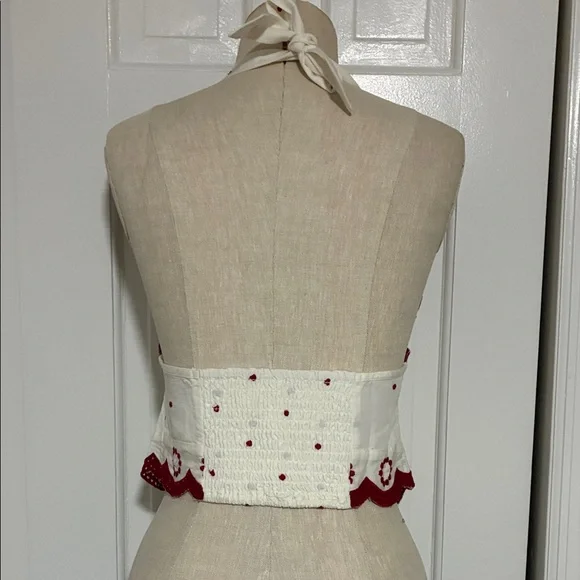 Free People White and Red Embroidered Halter Top - Picture 5 of 9
